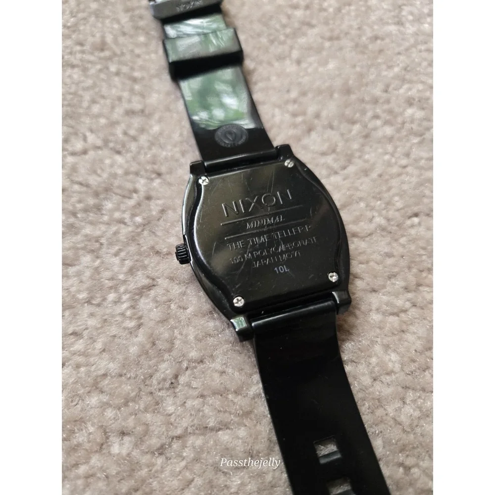 Vtg Nixon Time Teller Mens Watch Black Red Dial Quartz Skate Streetwear Y2K